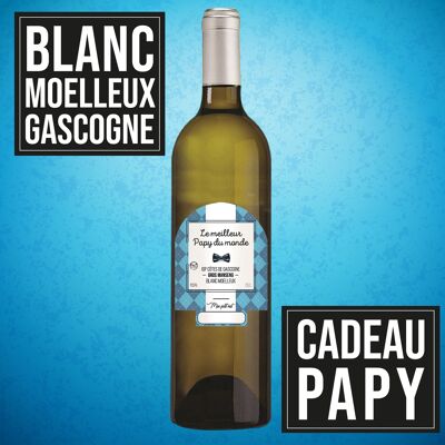 Vin cadeau "Meilleur Papy" - IGP - Côtes de Gascogne Grand manseng blanc moelleux 75cl