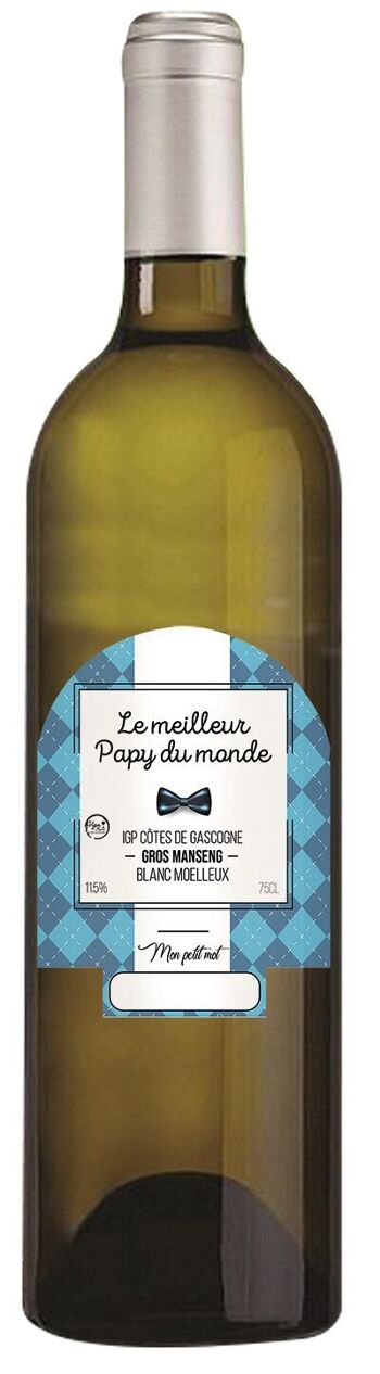 Vin cadeau "Meilleur Papy" - IGP - Côtes de Gascogne Grand manseng blanc moelleux 75cl 3