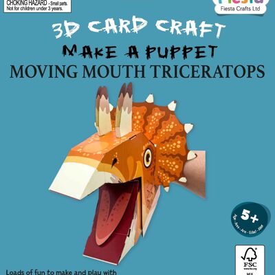 Kit artigianale per burattini a mano Triceratops: crea il tuo burattino a mano con carte