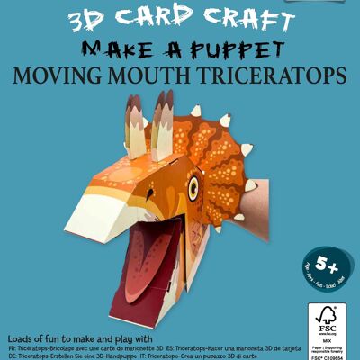 Kit de artesanía de marionetas de mano Triceratops: haz tu propia marioneta de mano de cartas