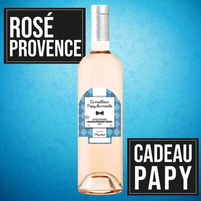 Vin cadeau "Meilleur Papy"  - IGP Méditérrannée ROSE 75cl