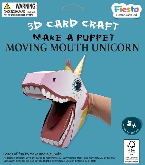 Unicorn Hand Puppet Craft Kit - Make your own card hand puppets