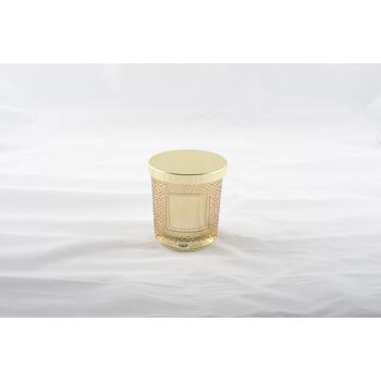 BOUGIE RONDE DORE AVEC COUVERCLE 7.8X8CM PARFUM COCO 3