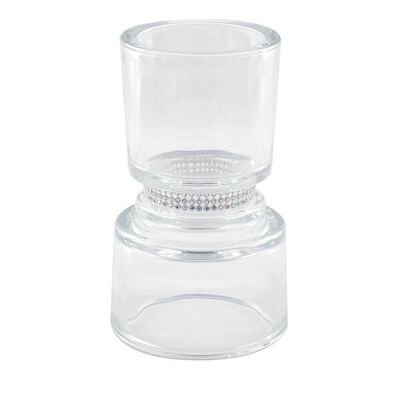 GLASS CANDLEHOLDER H15.4CM