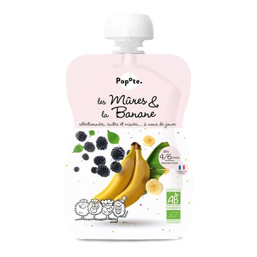 Fruits Bébé Mûres Banane - POPOTE - Gourde 120g