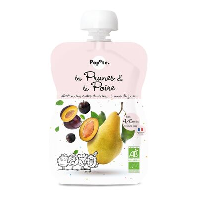 Purée Fruits Bébé Prunes Poire - POPOTE - Gourde 120g