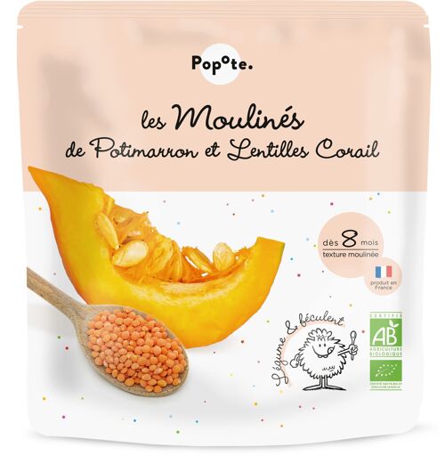 Repas Bébé Moulinés Potimarron Lentilles Corail - POPOTE - 180g