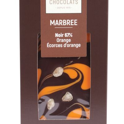 Noir 67% marbrée Orange 100g - TABLETTES