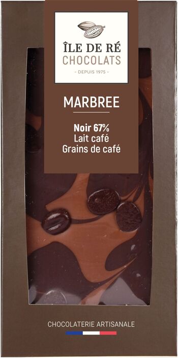 Noir 67% marbrée Lait Café Grains de Café chocolat 100g - TABLETTES 1