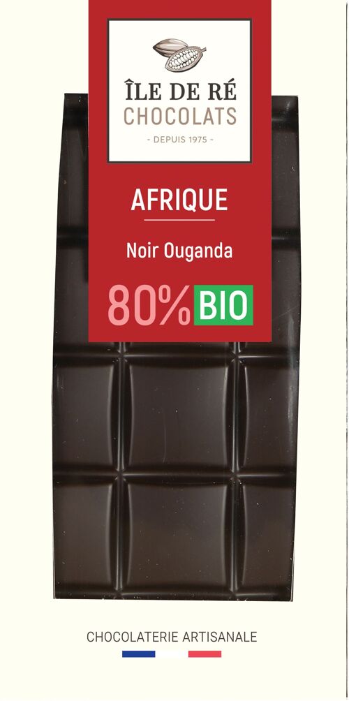 Tablette Noir 80% Ouganda BIO 100g  - GAMME BIO : LES TABLETTES