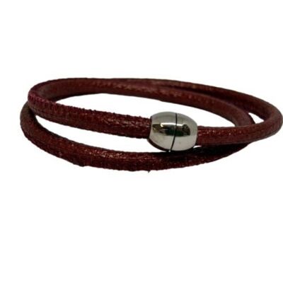 Bracelet En Cuir Nappa Bordeaux