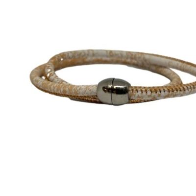 Nappa Leather bracelet Spotted Gold with White