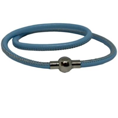 Bracelet en cuir nappa bleu