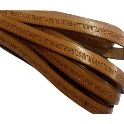 REAL FLAT LEATHER-10MM-HOPE LOVE HEART STYLE--NUT BROWN