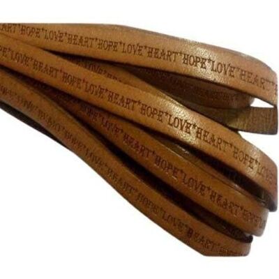 REAL FLAT LEATHER-10MM-HOPE LOVE HEART STYLE--NUT BROWN