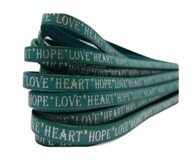 PIEL REAL PLANA-10MM-ESTILO CORAZÓN HOPE LOVE-TURQUESA CON