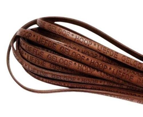 REAL FLAT LEATHER-5MM-GELOOF HOOP LIEFDE - BROWN