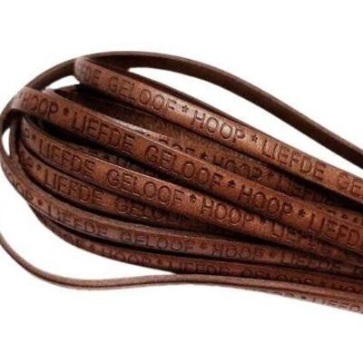 REAL FLAT LEATHER-5MM-GELOOF HOOP LIEFDE - BROWN