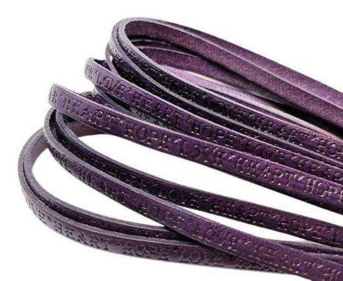 PIEL REAL PLANA-5MM-HOPE HEART LOVE - MORADO