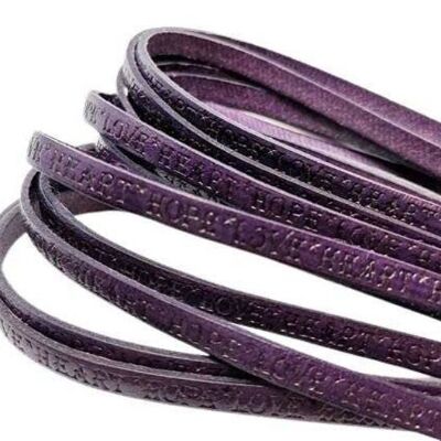 REAL FLAT LEATHER-5MM-HOPE HEART LOVE - PURPLE