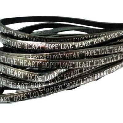 REAL FLAT LEATHER-5MM-HOPE LOVE HEART STYLE-CANNA FUCILE