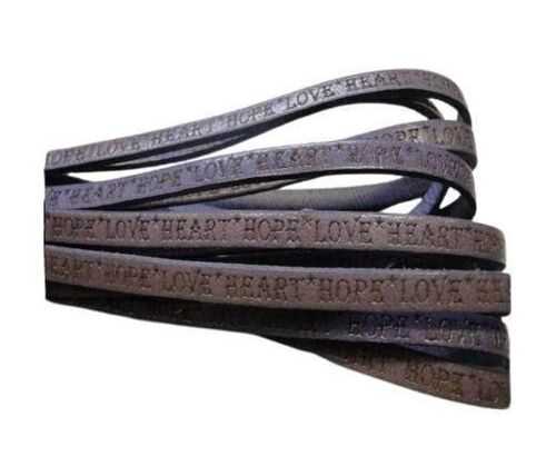 REAL FLAT LEATHER-5MM-HOPE LOVE HEART STYLE-LILLA