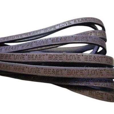 ECHTES FLACHLEDER-5MM-HOPE LOVE HEART STYLE-LILLA