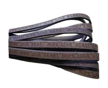 VRAI CUIR PLAT-5MM-HOPE STYLE COEUR D'AMOUR-LILLA