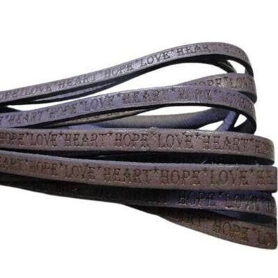 REAL FLAT LEATHER-5MM-HOPE LOVE HEART STYLE-LILLA