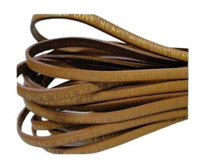 CUERO PLANO REAL-5MM-ESTILO HOPE LOVE CORAZÓN-MARRÓN NATURAL-GO