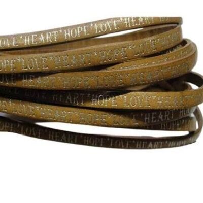 REAL FLAT LEATHER-5MM-HOPE LOVE HEART STYLE-SHINY WORDS BONE