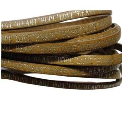 REAL FLAT LEATHER-5MM-HOPE LOVE HEART STYLE-SHINY WORDS BONE