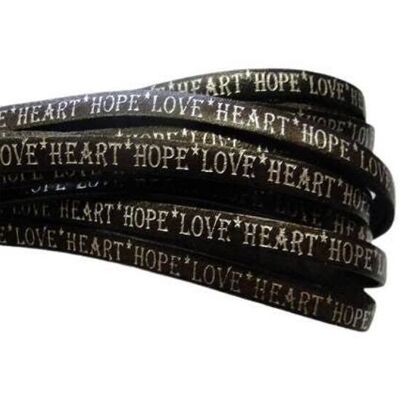 ECHTES FLACHLEDER – 5 MM – HOPE LOVE HEART STYLE – GLÄNZENDE WORTE BRUC