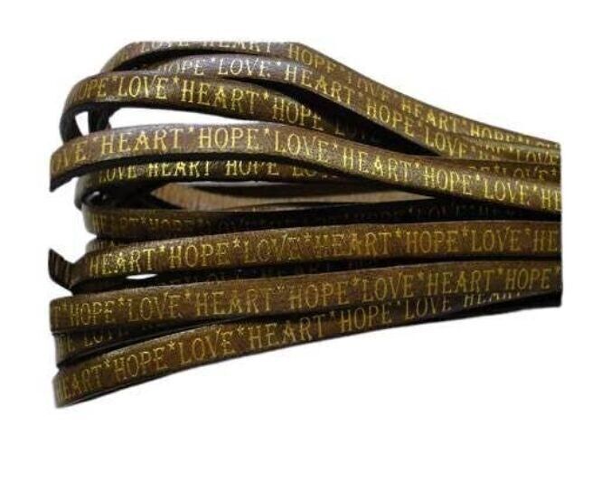 CUERO PLANO REAL-5MM-ESTILO CORAZÓN HOPE LOVE-TAUPE-ORO