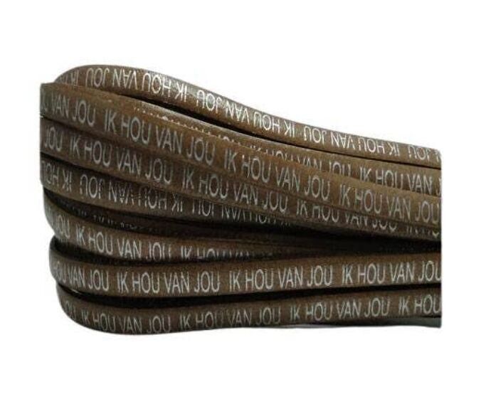 ECHTES FLACHLEDER-5MM-ICH LIEBE DICH-SILBER-HELLBRAUN