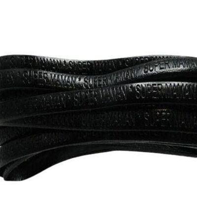 REAL FLAT LEATHER-5MM-SUPER MAMAN-BLACK