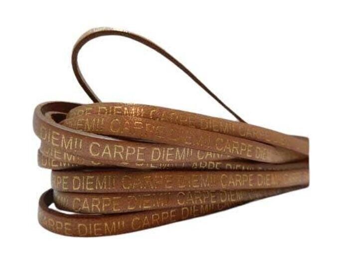 ECHTES FLACHLEDER-CARPIDIEM-KNOCHEN MIT GOLD