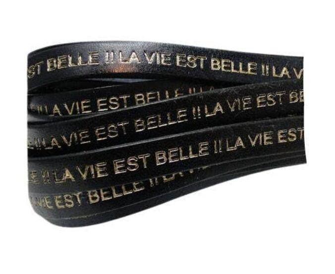 PIEL REAL PLANA-LA VIE EST BELLE-NEGRO CON ORO