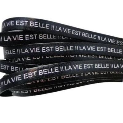 REAL FLAT LEATHER-LA VIE EST BELLE-BLUE WITH SILVER