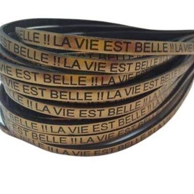 ECHTES FLACHLEDER – LA VIE EST BELLE – METALLIC BRONZE