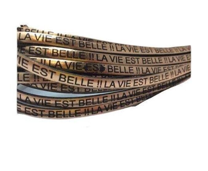 REAL FLAT LEATHER-LA VIE EST BELLE-METALLIC ROSE GOLD