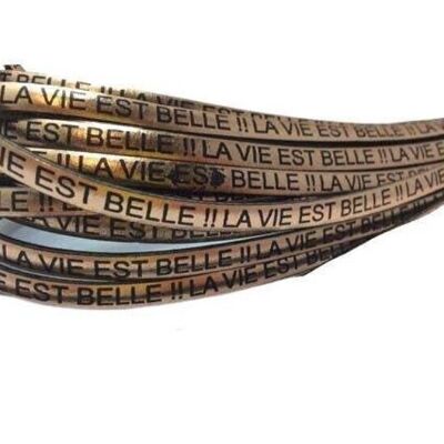 REAL FLAT LEATHER-LA VIE EST BELLE-METALLIC ROSE GOLD