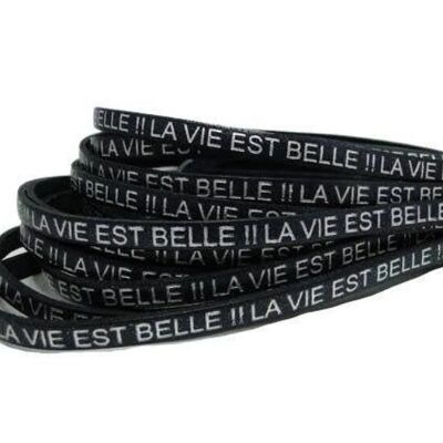 REAL FLAT LEATHER-LA VIE EST BELLE-SILVER-BLUE