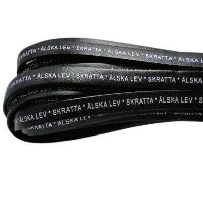 REAL FLAT LEATHER-LEV SKRATTA ÄLSKA * -BLACK-10MM