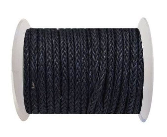 RUNDE GEFLOCHTENE BOLO-KORDEL – 4 MM – VINTAGE BLAU