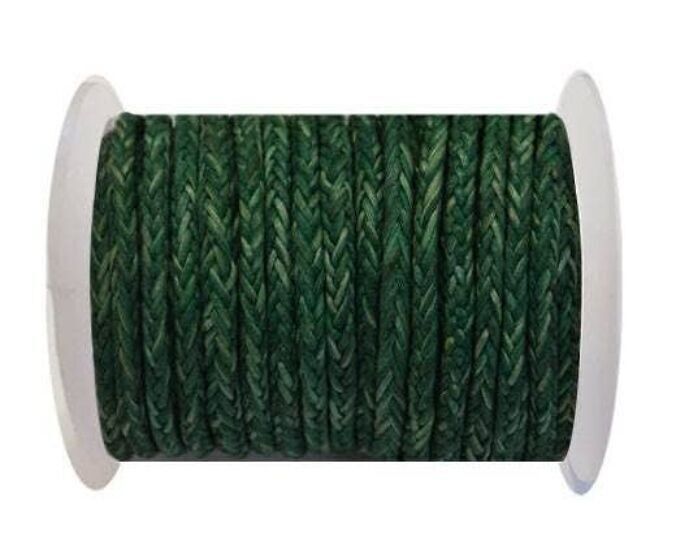 RUNDE GEFLOCHTENE BOLO-KORDEL – 4 MM – VINTAGE-GRÜN