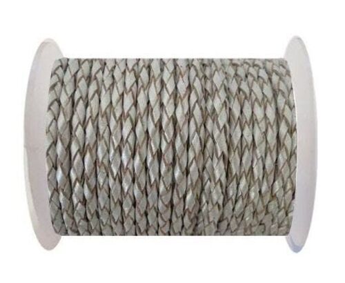 Round Braided Leather 5MM Cord SE/M/Silver