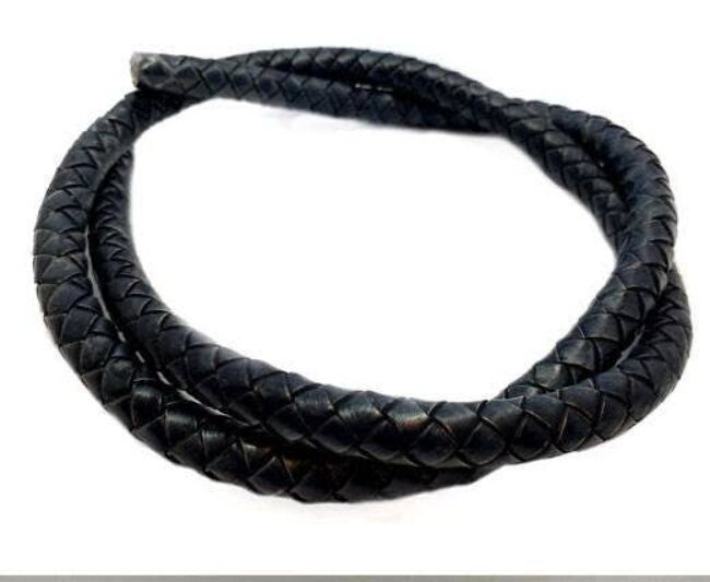 RUNDES GEFLOCHTENES LEDERKORDEL – 12 MM – SE_PB_ VINTAGE BLAU