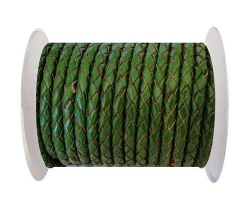 Round Braided Leather Cord - 3MM - SE/B/2025-Fern