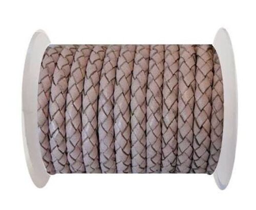 ROUND BRAIDED LEATHER CORD - 3MM - SE/B/2033-BABY PINK
